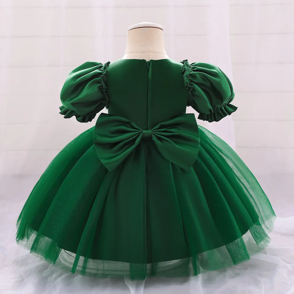 Green Christmas Baby Dress For Girls 1st Birthday Evening Gown Infant Baby Girl Tulle White Baptism Princess Party Dresses 0-2Y