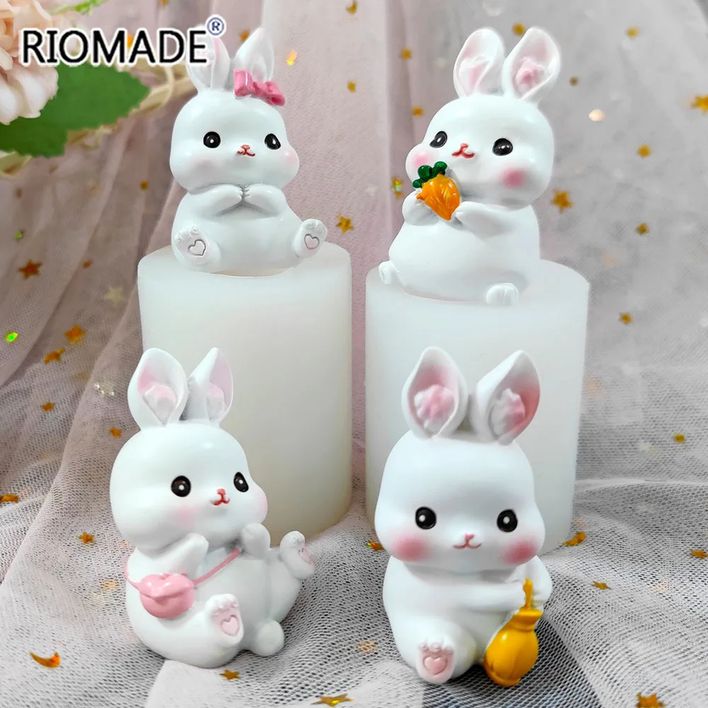 3D Cute Rabbit Silicone Mold Bunny Model Chocolate Dessert Kitchen Baking Cake Mould Easter Fondant Cake Decorating Tools