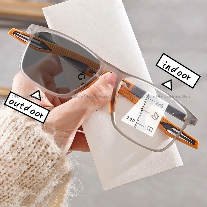 

Unisex Ultralight Photochromic Sunglasses Classic Multifocal Reading Glasses for Men Women Trendy TR90 Far Sight Eyeglasses