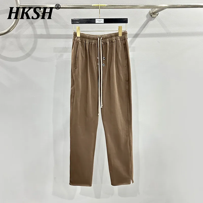 HKSH Men's Tide RO Style 2024 Spring Summer Trendy Dark Simple Niche Design Knitted Thin Casual Pants Fashion Streetwear HK3389