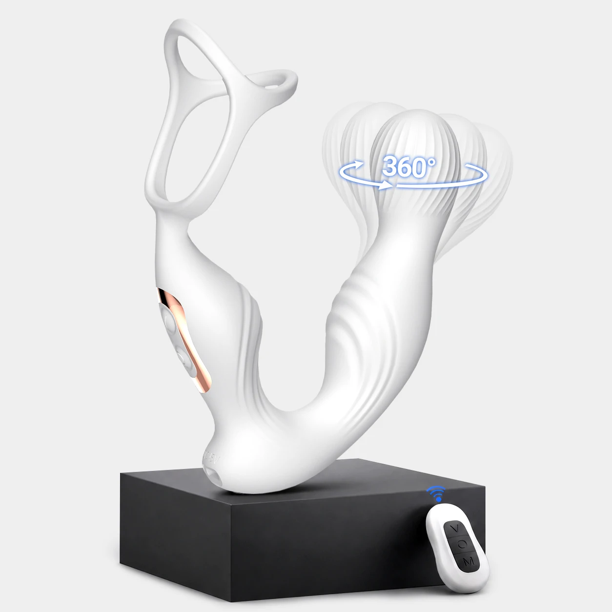 Prostate Massager Sex Toy for Men Anal Plug Rechargeable 360°Rotating Remote Control Penis Ring Waterproof Vibrator for Male Gay