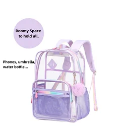 Sac à dos transparent populaire pour ordinateur portable, sac de livre transparent, approuvé par Stadium Check, Jelly Purple, RapDuty