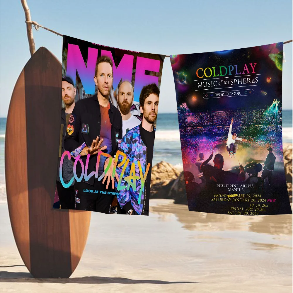 Rock Coldplay Band Beach Towels Shower Towel Sauna Travel Spa Microfiber Quick Dry Gym Accessories Cute Room Decor