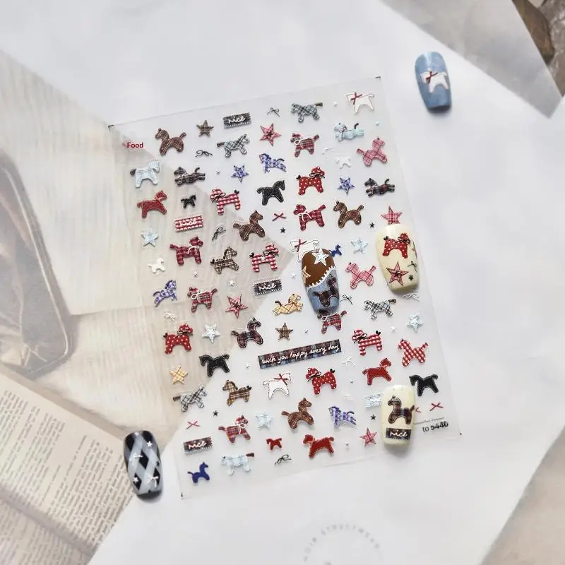

Cute Cartoon Stylish Horse Nail Art Sticker 3D Self Adhesive Manicure Decal Nail Sticker Manicure Decoration For Girls