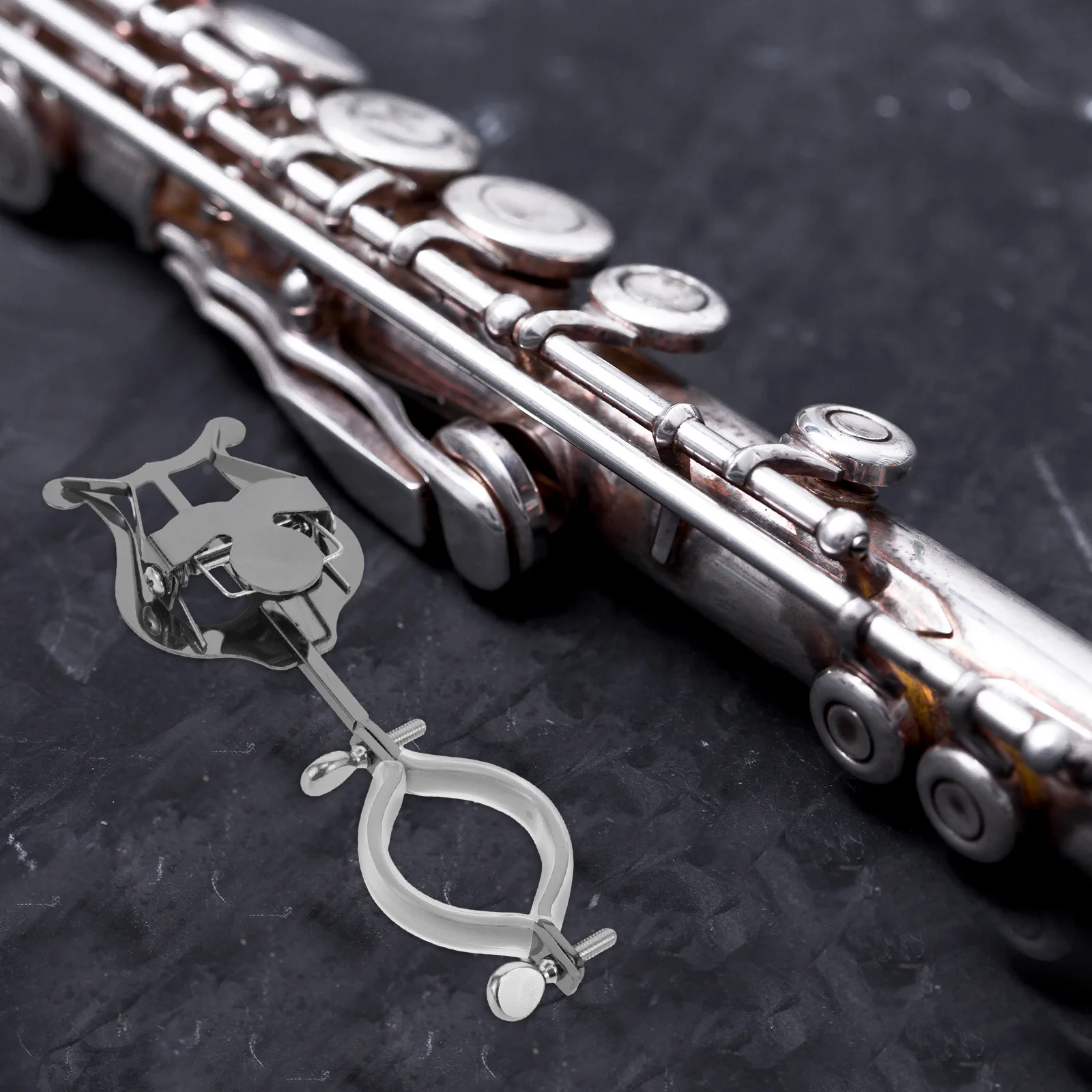 

Sheet Music Clip Flute Lyre for Marching Band Bass Clarinet Clamp Alloy Holder Replacement Alto Saxophone