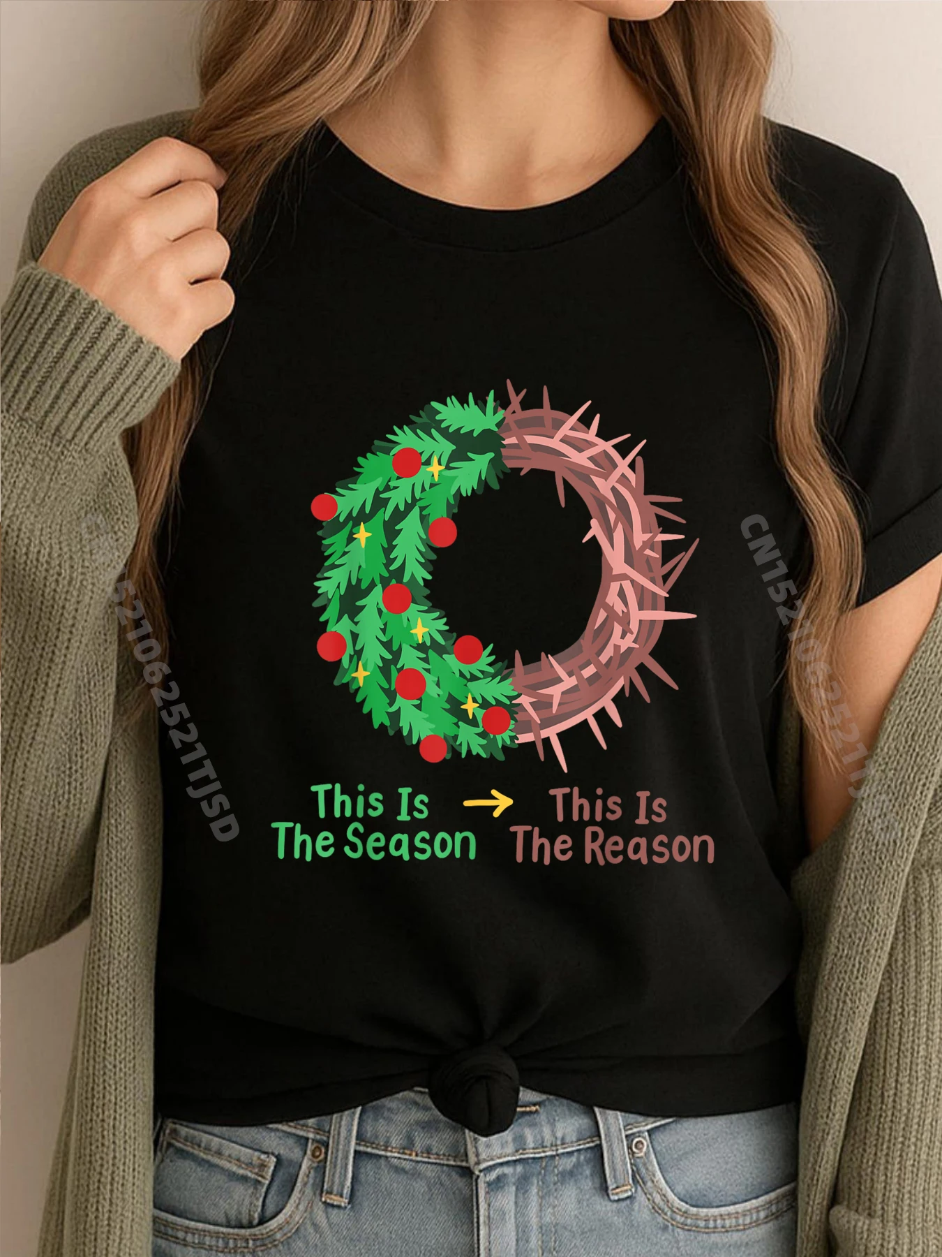 

Христианское Рождество Иисуса «Это сезон», футболка с принтом «Сason», футболки, потертая футболка для женщин