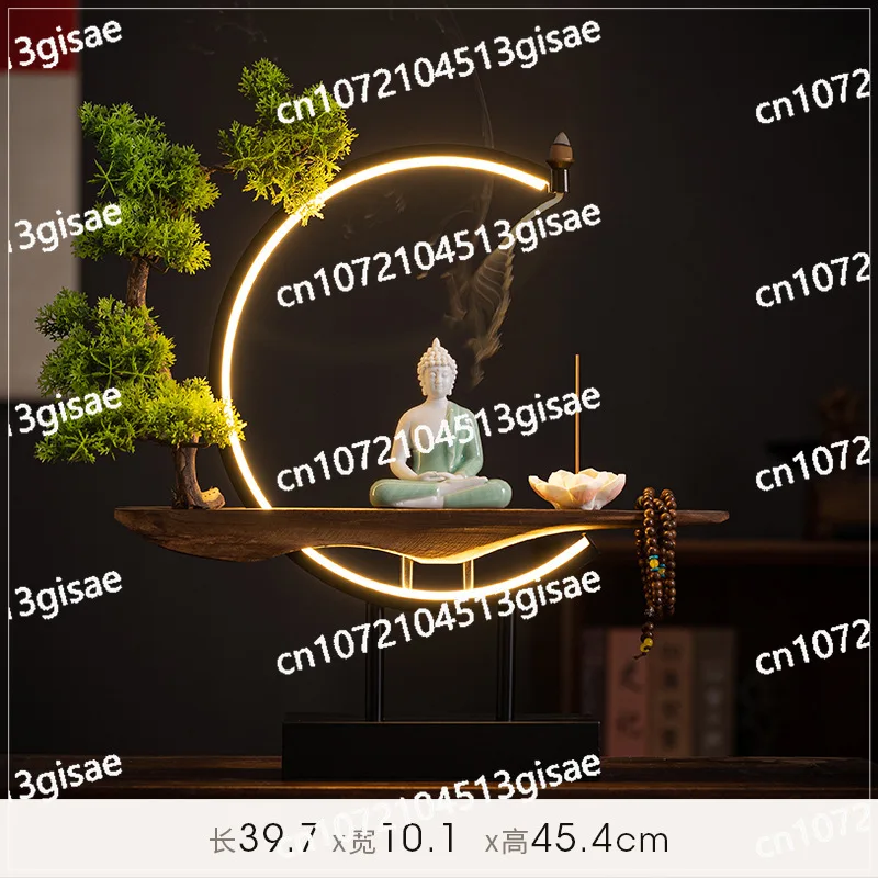 

Sakyamuni Buddha Statue LED Ring Light, Custom Living Room Incense Burner Porch, Large Buddhist Statue, Buddha Statue
