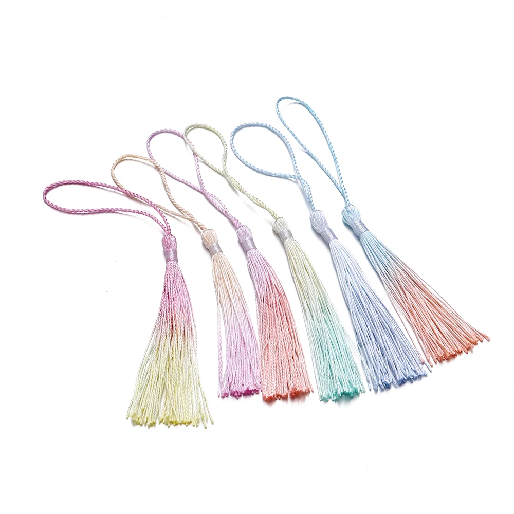 

10pcs Gradient 13cm Tassels For Crafts Polyester Silk Tassel Fringe Crafts Jewelry Making DIY Clothing Pendant Bookmark Decor