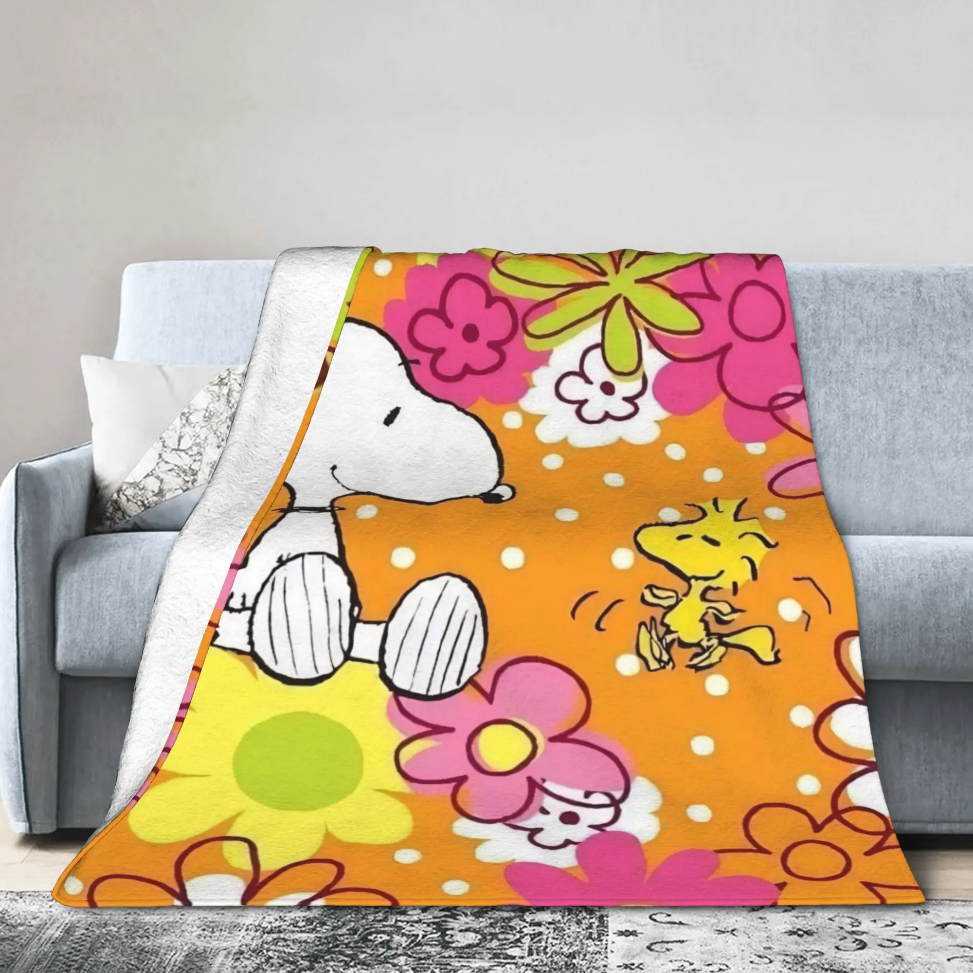 Cartoon Cute S-Snoopys Blankets  Fuzzy Funny Breathable Throw Blankets for Home  Winter