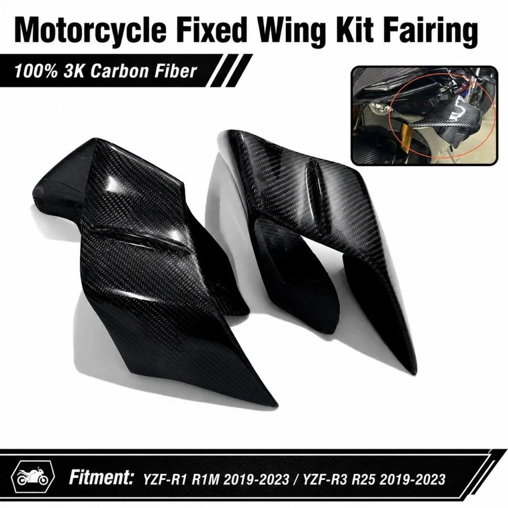 For YAMAHA YZF-R1 R1M 2019-2023 YZF-R3 R25 2019-2023  fixed wing kit fixed wing fairing motorcycle 100% carbon fiber Accessories