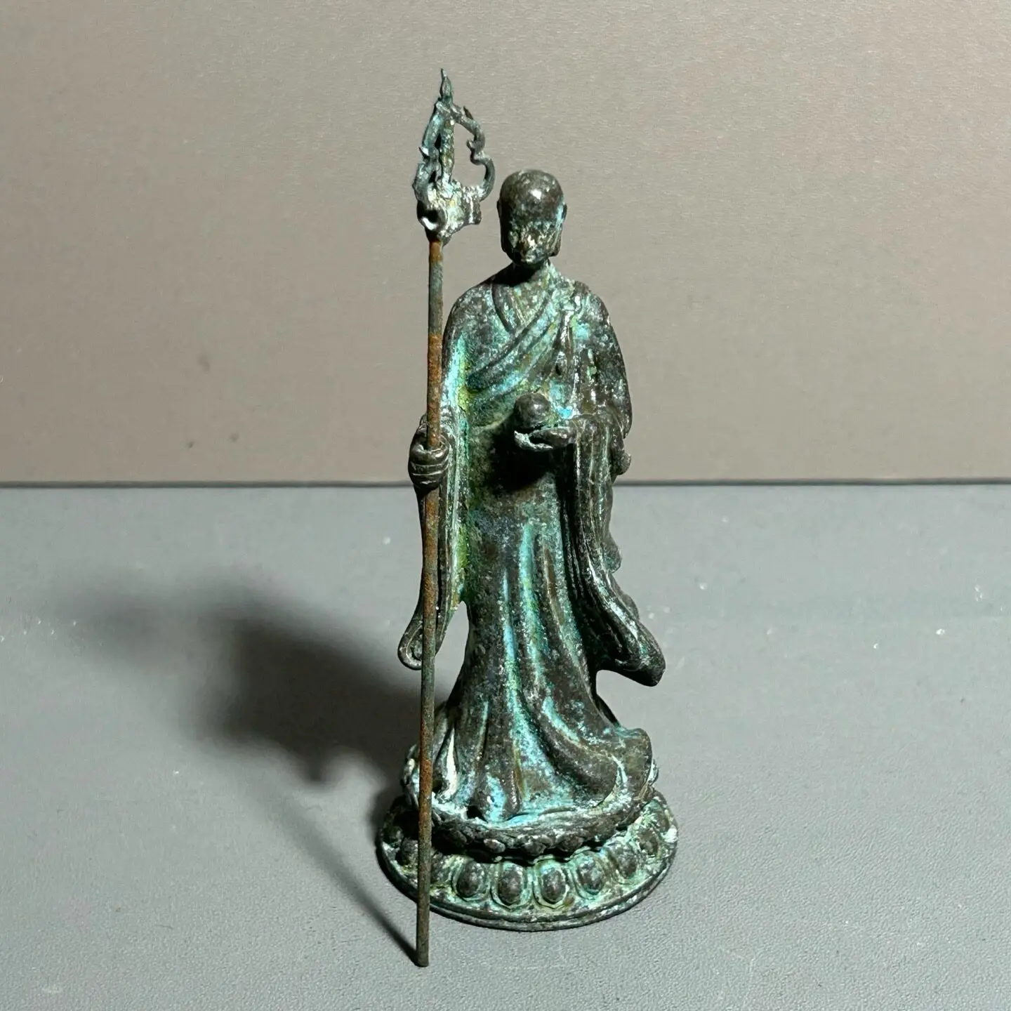 Green Rust Buddha Statue Ornament Bodhisattva Statue Jizang King Home Furnishing Home Furnishing Temple Hall Antique Collection