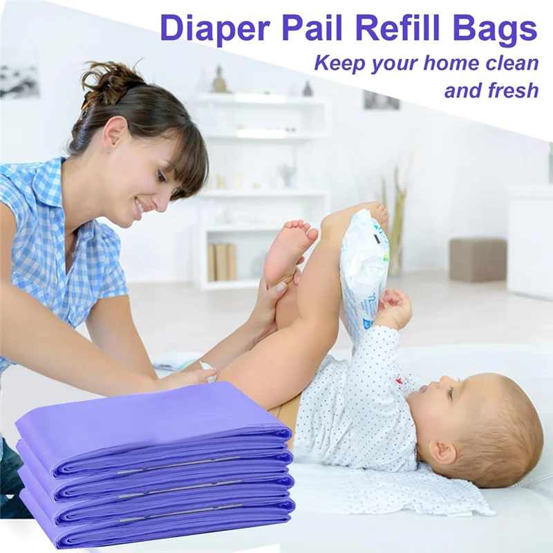 

A98E-запасные пакеты для ведра для подгузников для Dekor Plus, сменные пакеты для ведра для подгузников, 4 упаковки, дополнительная длина 12%, вмещает подгузники до 2668, толщина 30%