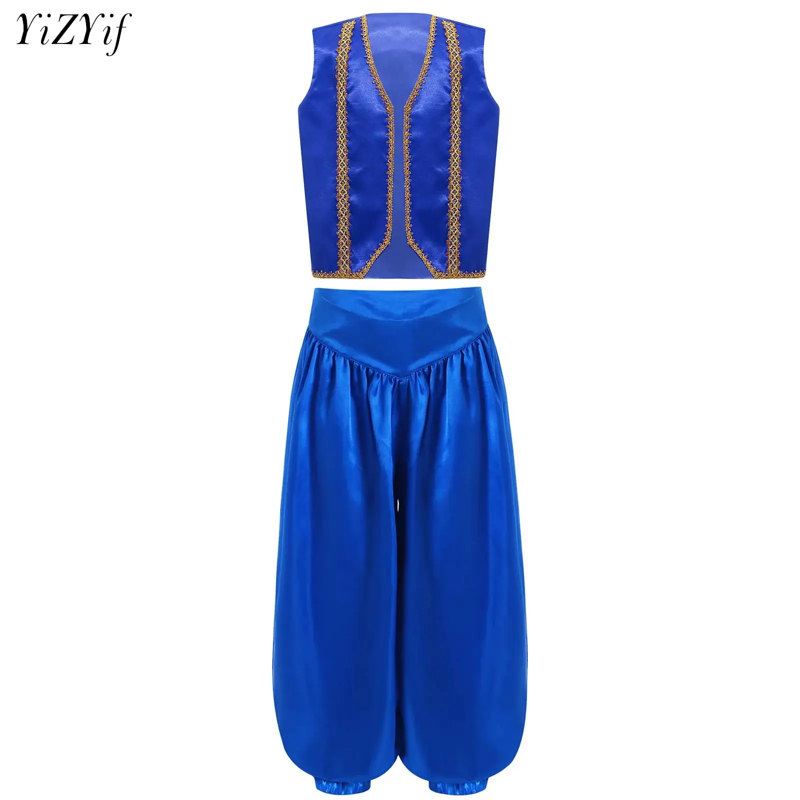 

Halloween Costumes Kids Boys Arabian Prince Fairytale Character Cosplay Costume Vest Pants Set for Children Party Clothes Set
