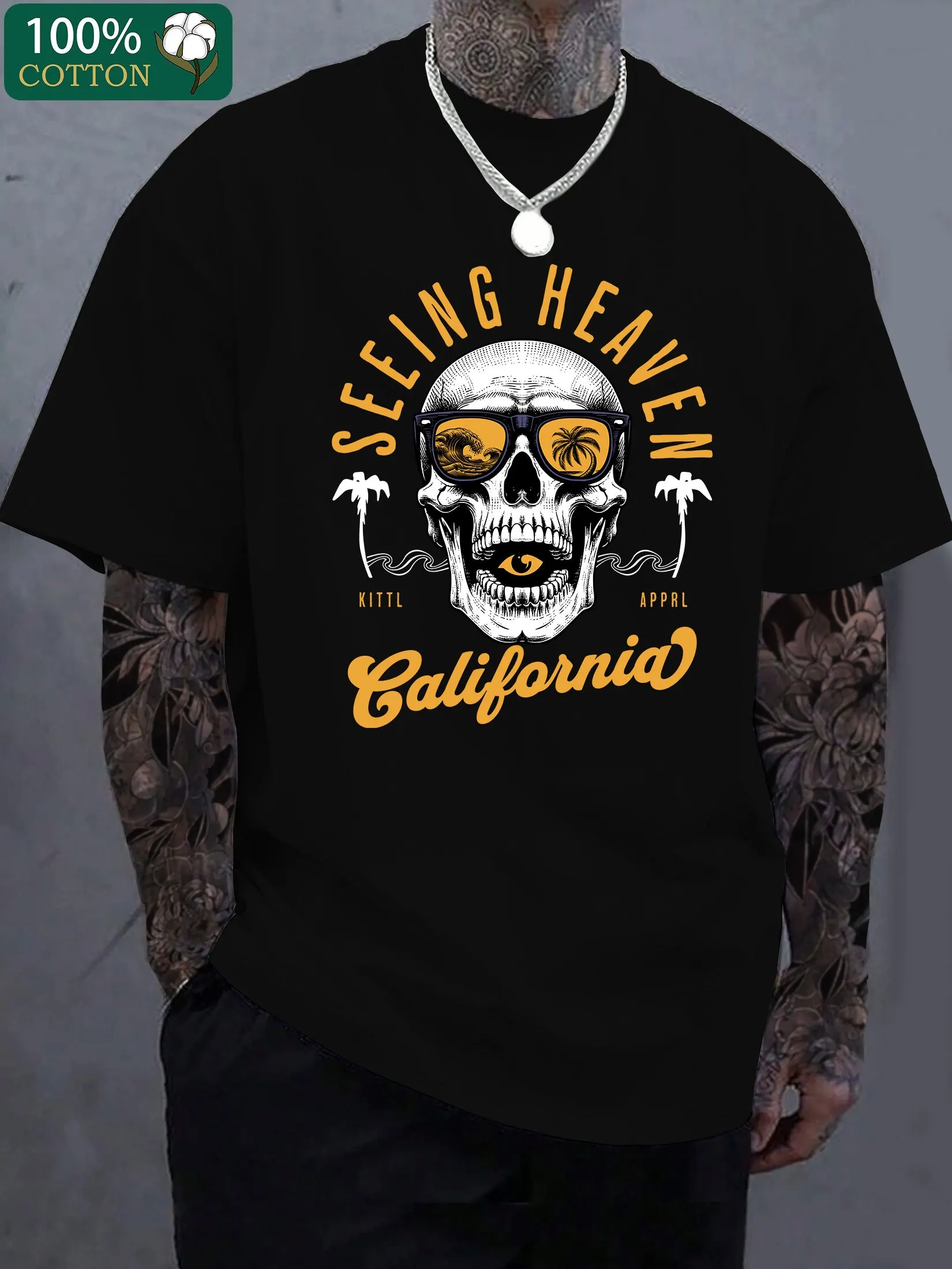 

Fruit of the Loom Scrambler T-Shirt - Vintage Dirt Bike, Black Blue/Yellow All-Season Tee