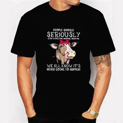 Men's T-shirt Cow People Should Seriously Stop Expecting Normal From Me Funny T Shirt Graphic Shirts Oversized Men Women Tshirt