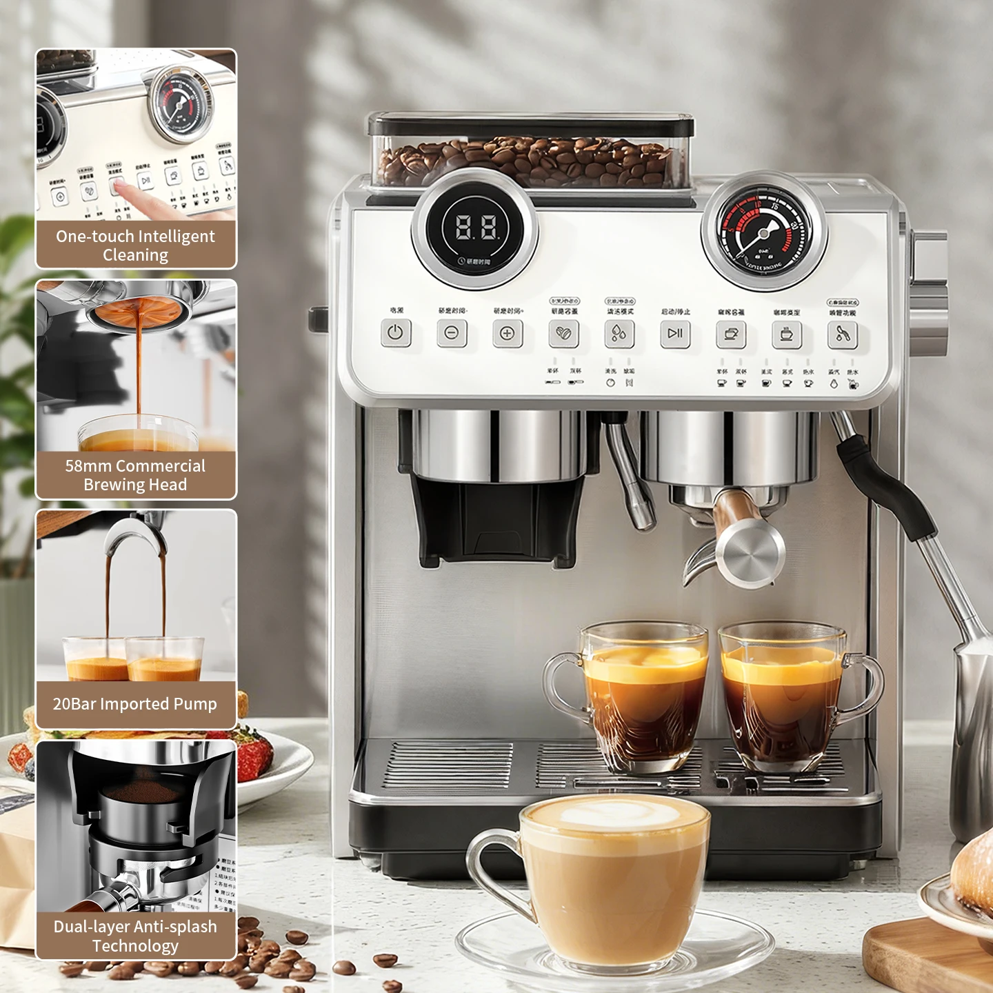 Find Similar Icon Fully Semi-Automatic Coffee Machine Digital Intuitive Touch Screen Commercial and Home Espresso Coffee Machine