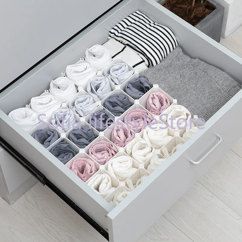 6pcs Adjustable Honeycomb Clapboard Drawer Divider Box Separator DIY Grid Storage Organizer for Panties Socks Pen Holder