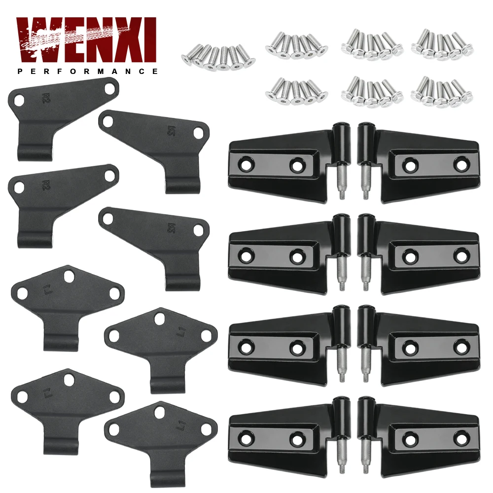 

4 Door Hinge Assembly Kit 16PCS with 36bolt For 07-18 Jeep Wrangler JK Inside and Outside 55395387AE, 55395386AF, 55395384AH