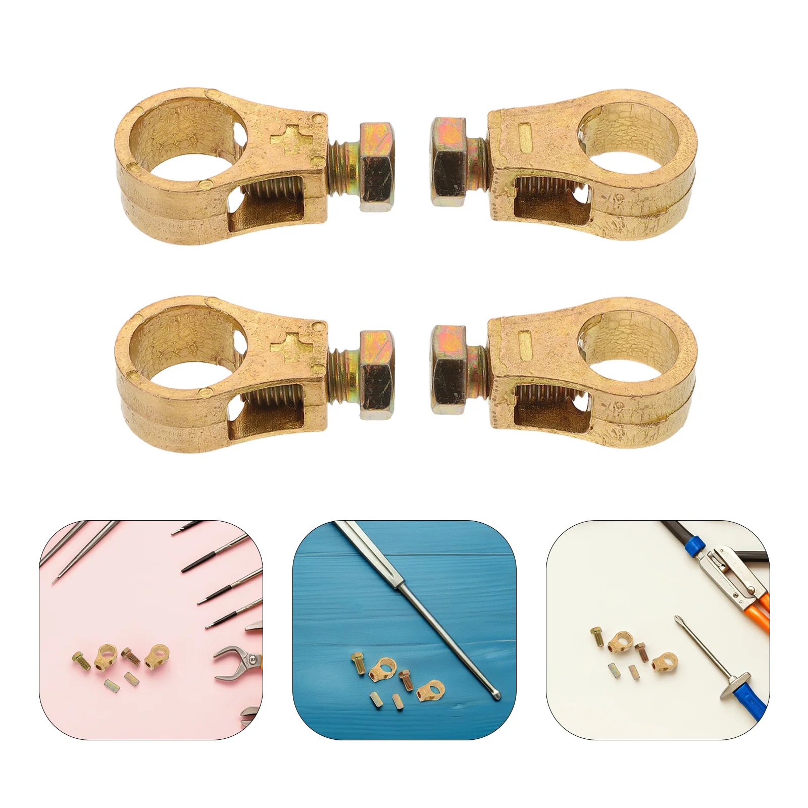 

6pcs Pure Copper Car Clips Top Post Terminal Connectors For Auto Truck Rv Marine Vehicle Cable Clamps