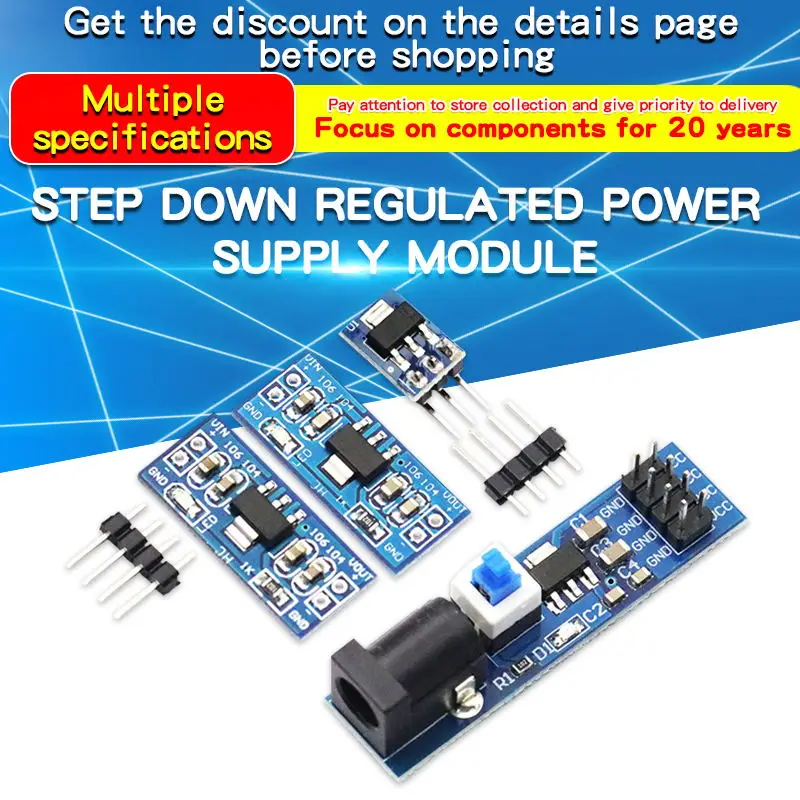 1PCS 5V Zu 3,3 V DC-DC Schritt-Down Power Supply Module AMS1117 Buck Regulator Modul Board Power board mit DC Kopf