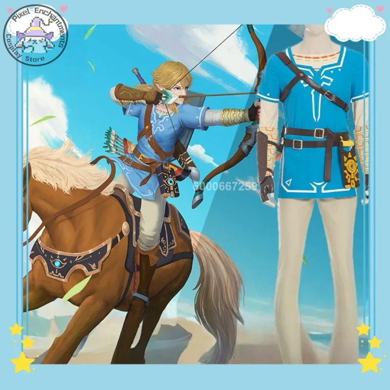 

Link Main Character Purya Game-inspired Cosplay Costume Link's Champion Tunic Set From Breath of The Wild Role-playing Blue Suit
