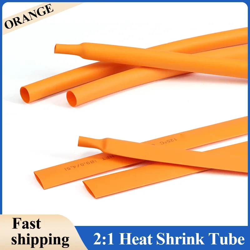 2:1 Orange Heat Shrink Tube 1 2 3 4 6 8 10 12 16 20 30 40 50mm Polyolefin Tubing Sleeving Wrap Wire Repair DIY Cable Protecctor