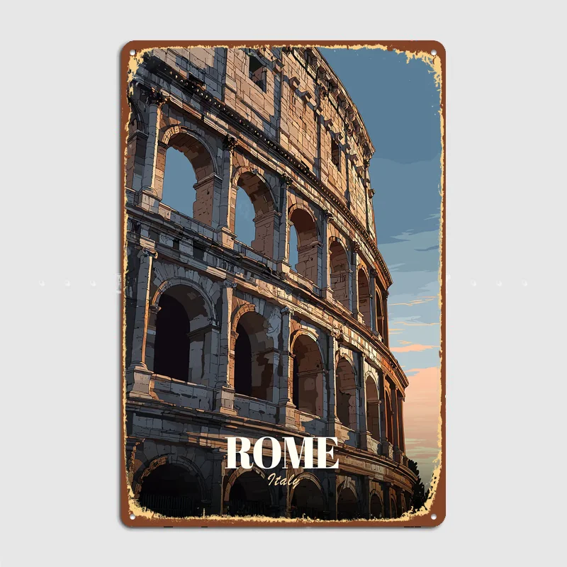 Colosseum in Rome City Scenery Travel Poster Metal Sign Life Wall Custom Bedroom Indoor Home Wall Decor Posters Room Decoration