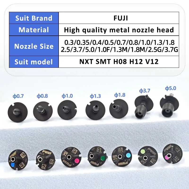 Voor Fuji Smt Nozzle 1.8 Fuji Nxt H08 H12 V12 Smt Machine Accessoires 1.3mu Slot 5.6G Rubberen Kop 0.4 Precisie 3.7 Mondstuk