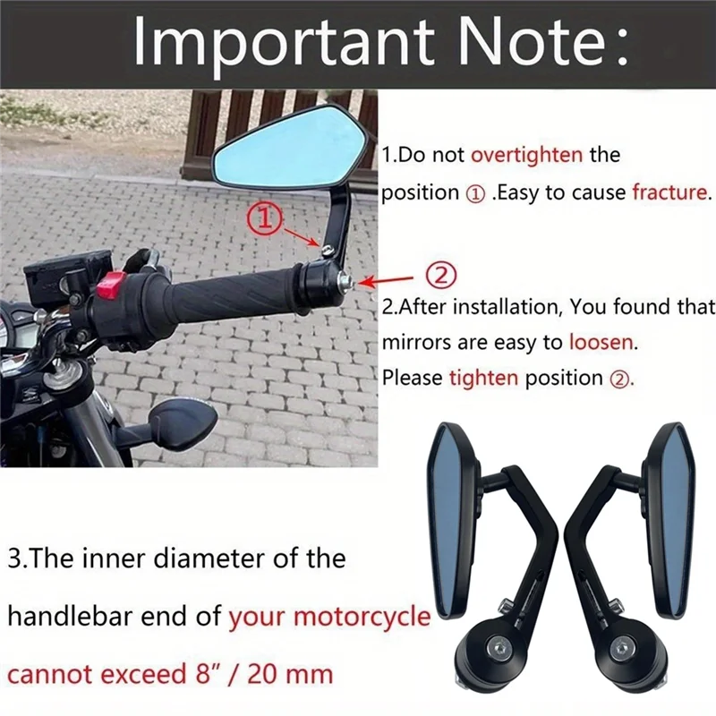 

Motorcycle Handle Bar End Mirror 7/8Inch 22 Mm Side Rearview Mirrors Custom Smoke Blue Lens For Ducati BMW Honda Suzuki-Boom