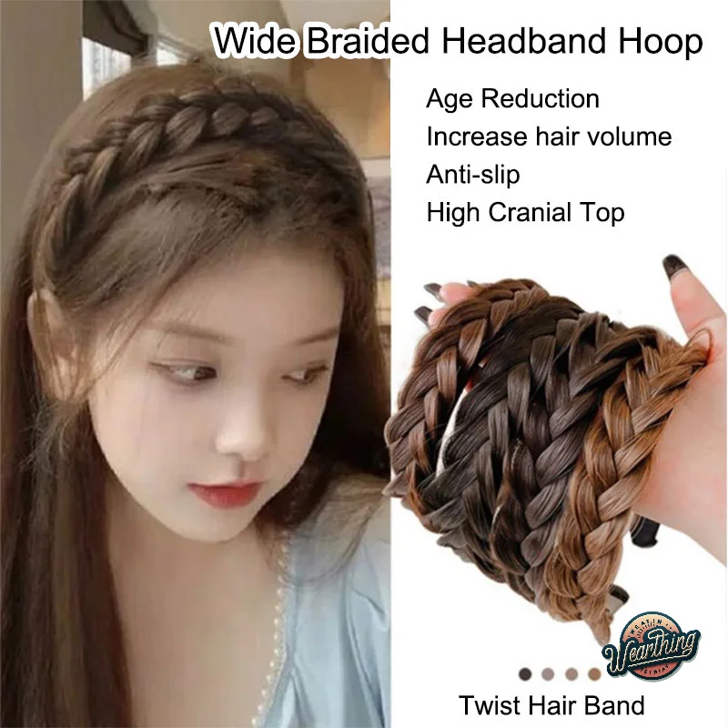 

Hair Band Wide Braided Headband Hoop Fashion Hair Accessories Elastic Non-slip Band For Women And Girl