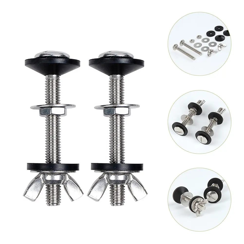 

2 комплекта: Набор для замены болтов и прокладок для унитаза, из нержавеющей стали, прочные крепежные элементы для бачка унитаза, надежные, герметичные детали