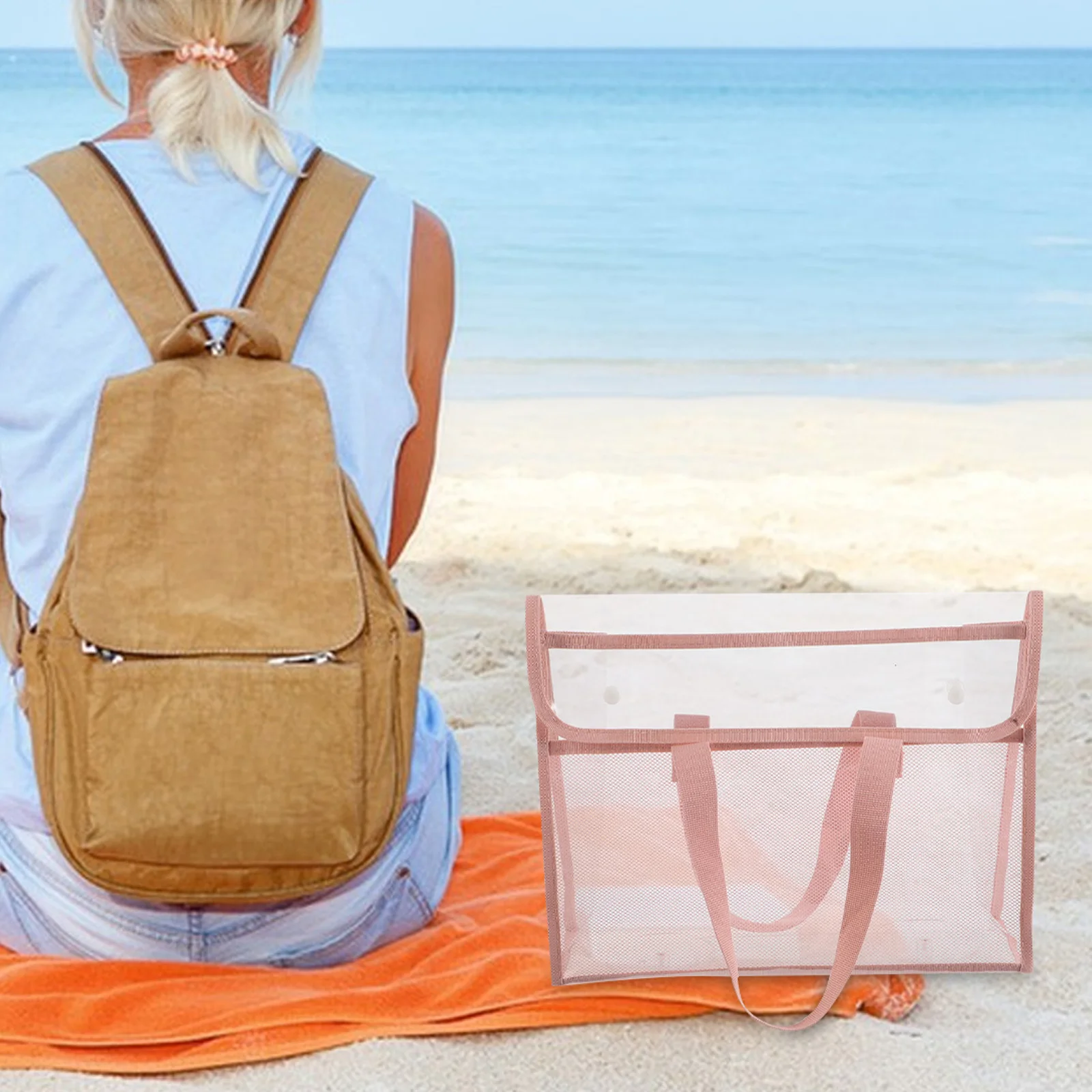 Transparent Waterproof Tote Bag Large Capacity Clear Handbag Beach Travel Swimming Shopping Outdoor Use Transparent Tote