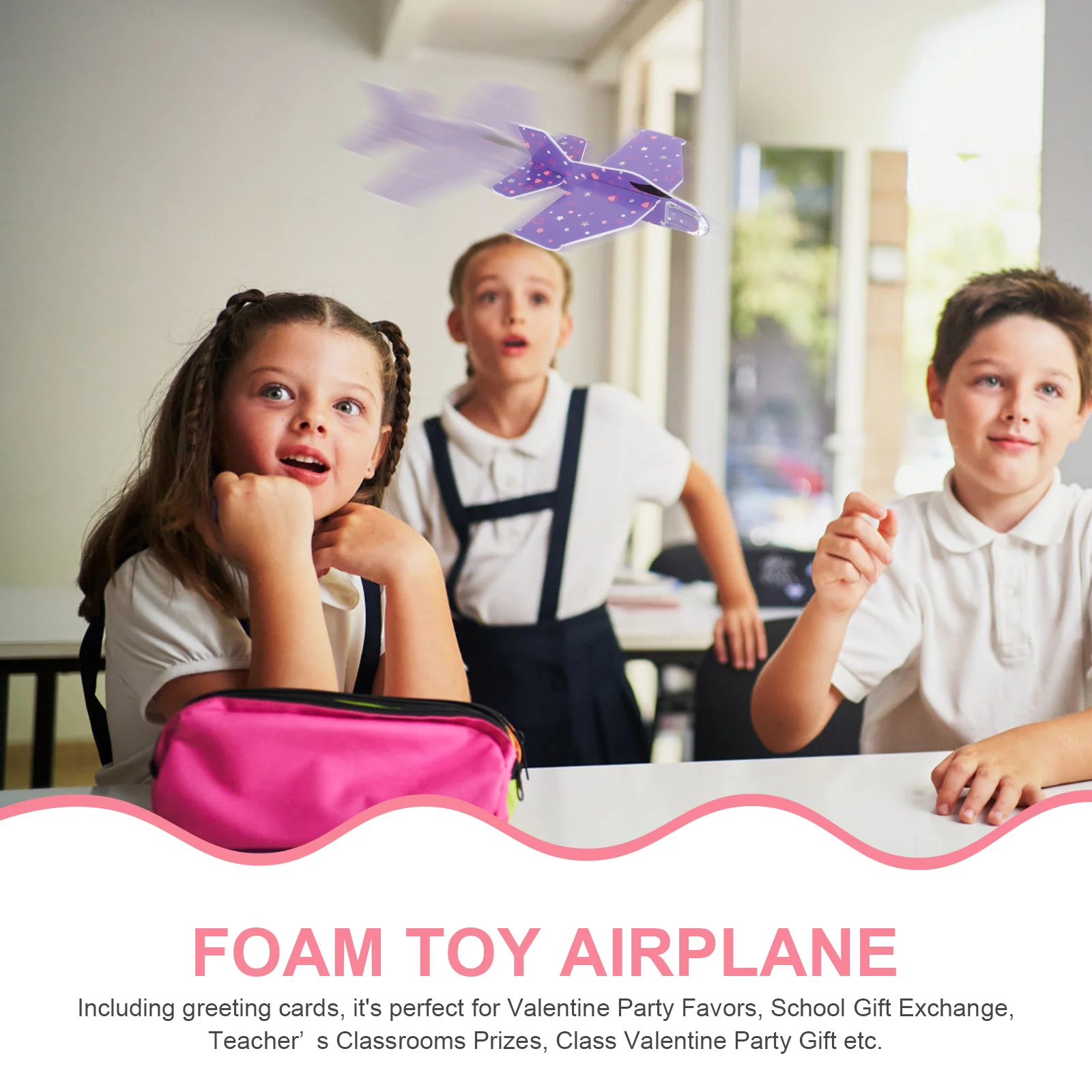 

1Set Valentine Foam Airplanes with Blessing Cards Easy to Assemble Tear-Resistant Material Ideal for Kids Party Favors Classroom