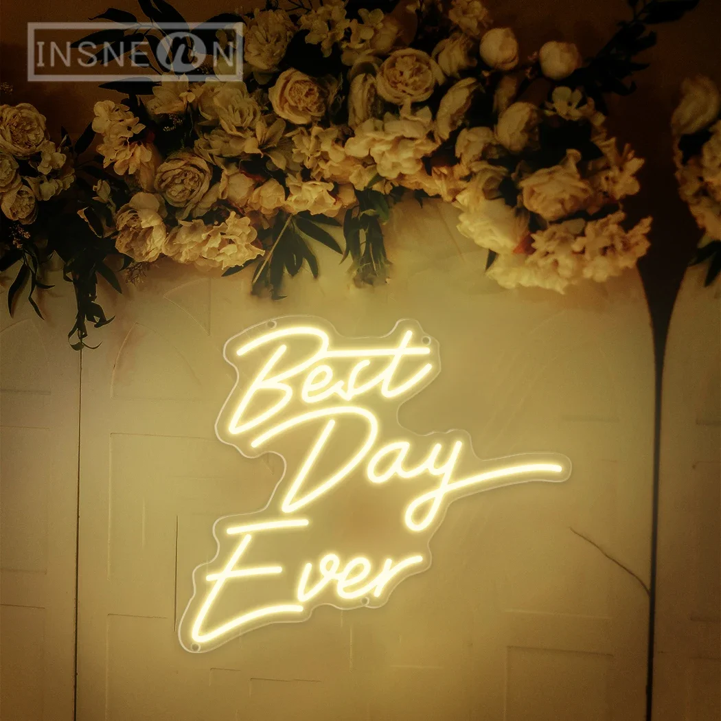 Best Day Ever Neon Sign Portable USB LED Wall Hanging for Room Bridal Shower Engagement Home Wall Art Wedding Party Gift Light