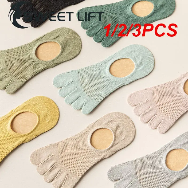 

1/2/3PCS Thin Socks Fashion High Quality Material Short Socks Womens Socks Fashionable Toe Socks Solid Color