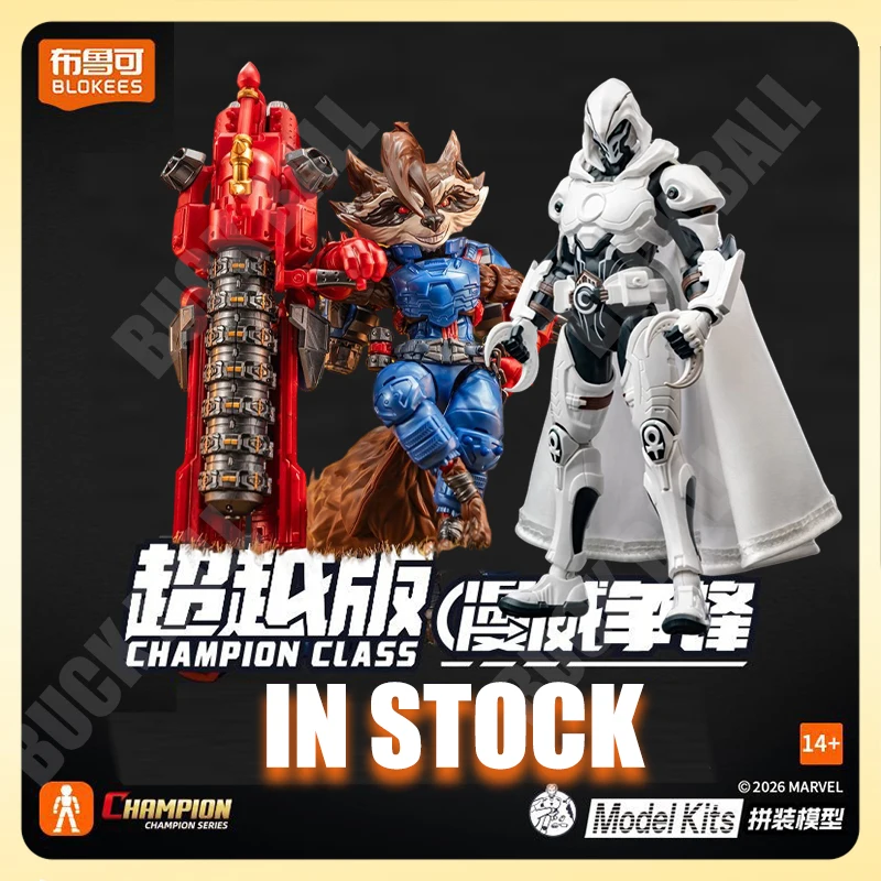 

In Stock Blokees Moon Knight Rocket Raccoon Assembly Model Kit Champion Class Werewolf by Night Action Figure Kid Toy Gift