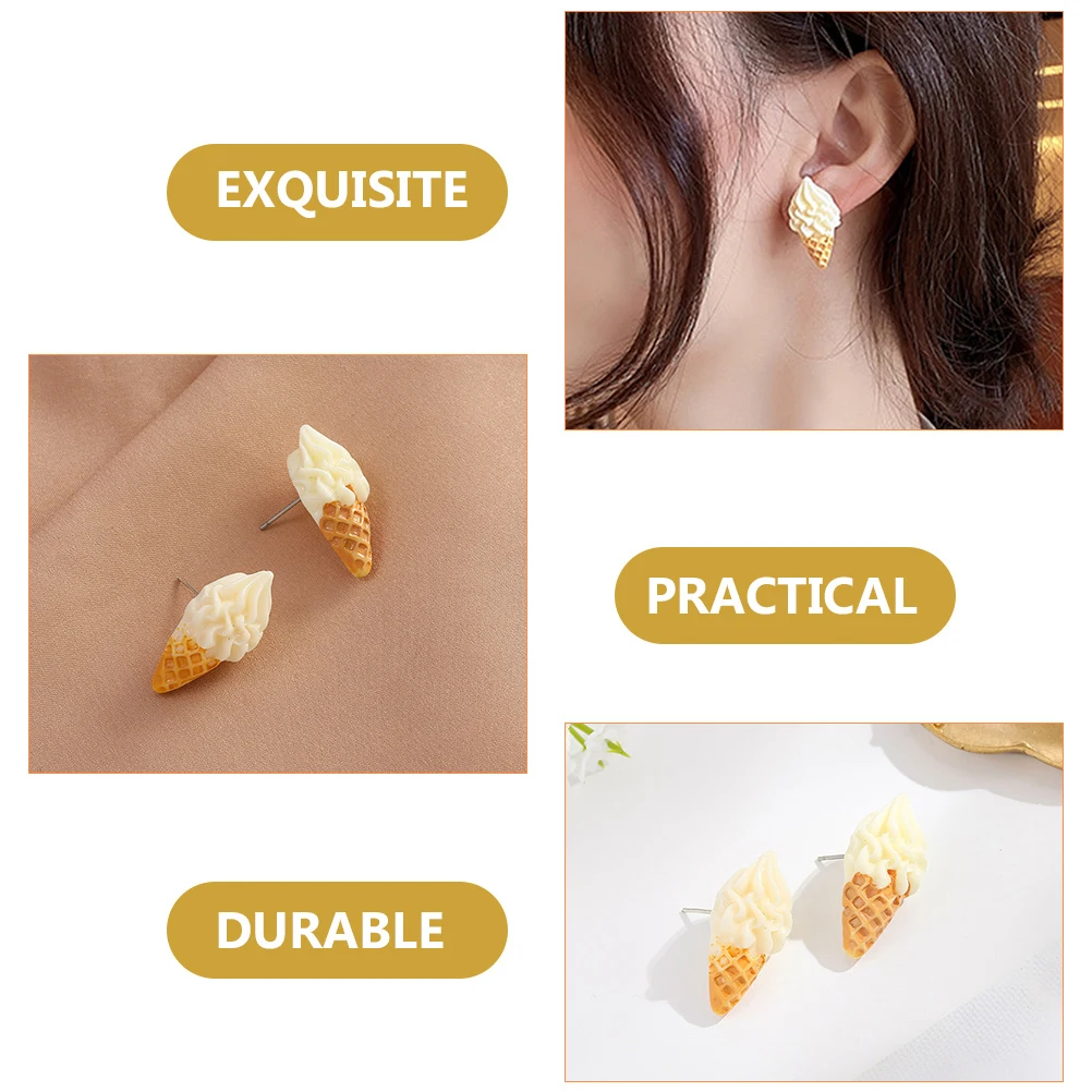 

Ice Cream Earrings Resin Teen Girls Women Cute Studs Soft Serve Dessert Jewelry Boho Small Ear Studs Safe Long Lasting Versatile