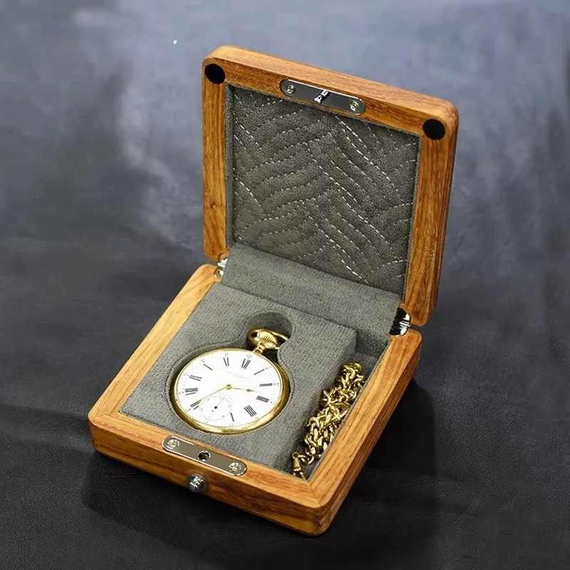 Custom LOGO Wood Portable Shockproof Scratch-resistant Pocket Watch Box Gift Packaging Jewelry Accessory Travel Watch Box OEM