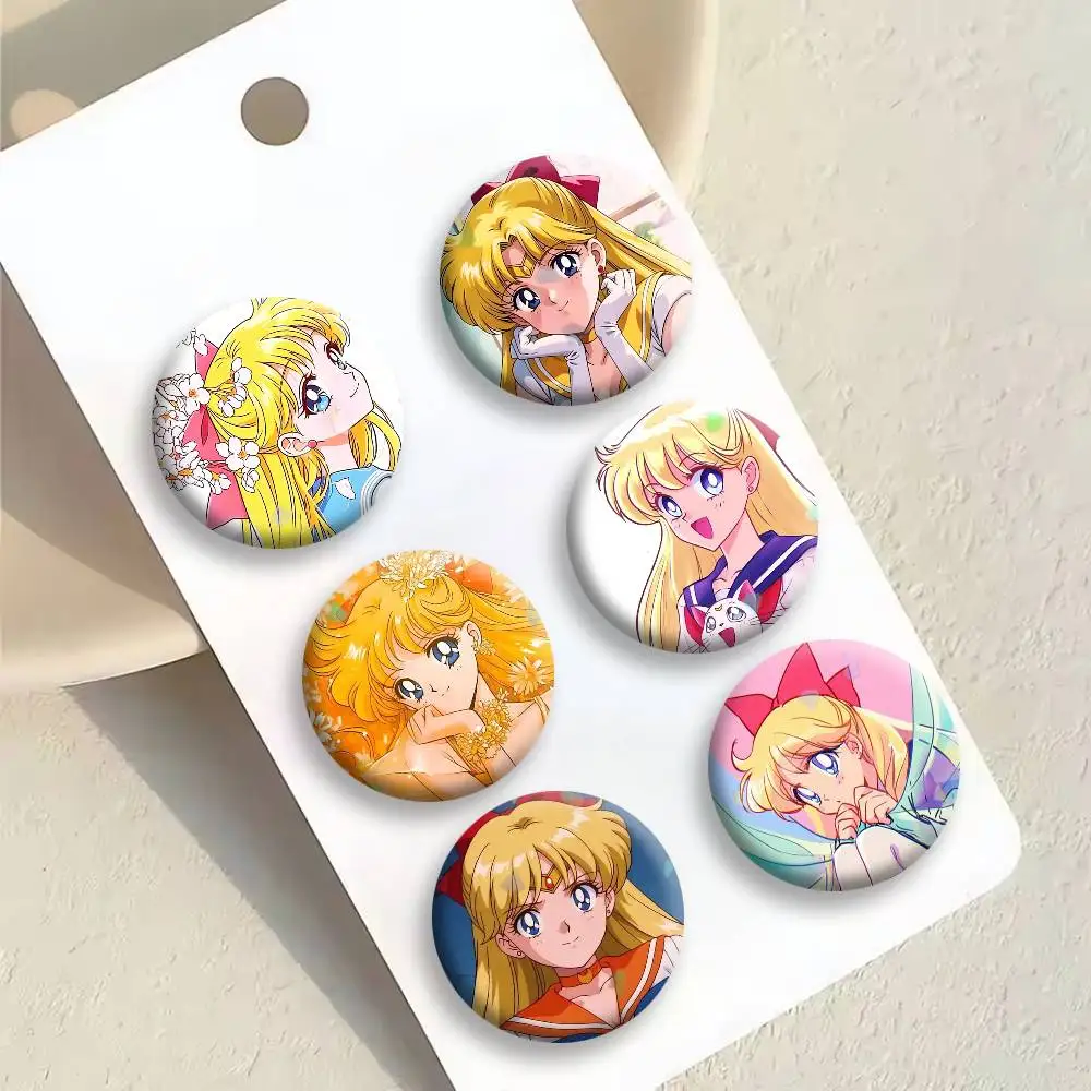 M-Minako A-Aino S-Sailor V-Venus Badges Creative Tinplate Button PinsBrooch Badge Clothes Backpack