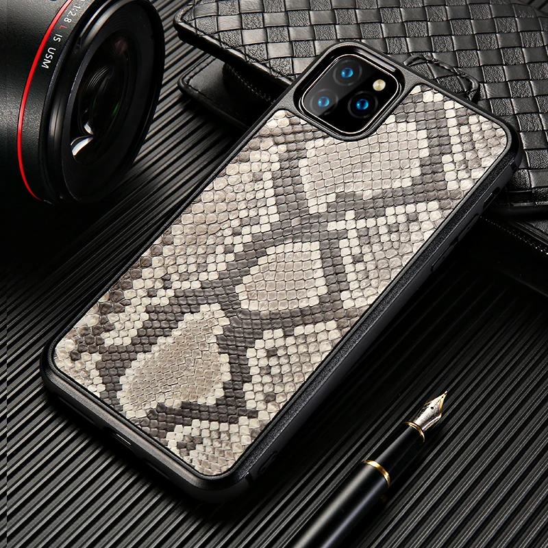 Luxury Genuine Leather case For Iphone 11 12 13 pro max 13pro 8 plus xr Real snake skin Heave Duty protective shockproof cover