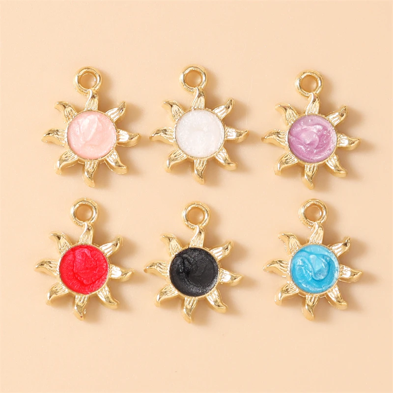 10 Stück 12x15mm Niedliche Bunte Emaille-Sonnenanhänger für Schmuckherstellung, Ohrringe, Anhänger, Halsketten, Armbänder, DIY-Bastelzubehör – Detail 2