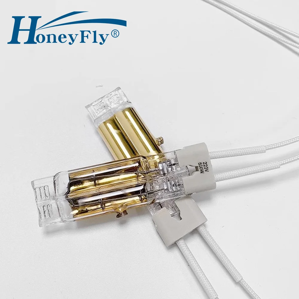 

HoneyFly Gold Half Coated IR Halogen Lamp 80mm 500W 220V Twin Tube Near Infrared Heater Bulbs Blow Molding Machine Printing