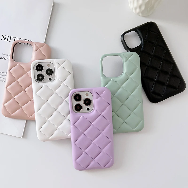 PU Leather Stylish Back Case For iPhone 16 15 Plus 14 13 Pro Max 12 11 Pro X XS Max XR 7 8 Plus SE Luxury Monochromatic