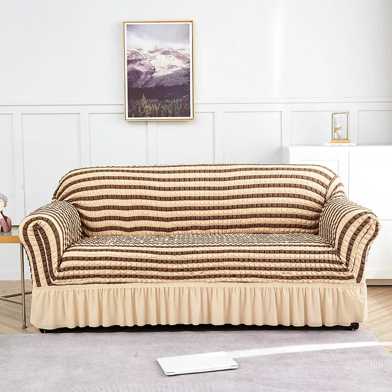 

Sofa Cover All-Inclusive Universal Lazy Non-Slip Seersucker Milky White Integrated Elastic Sofa