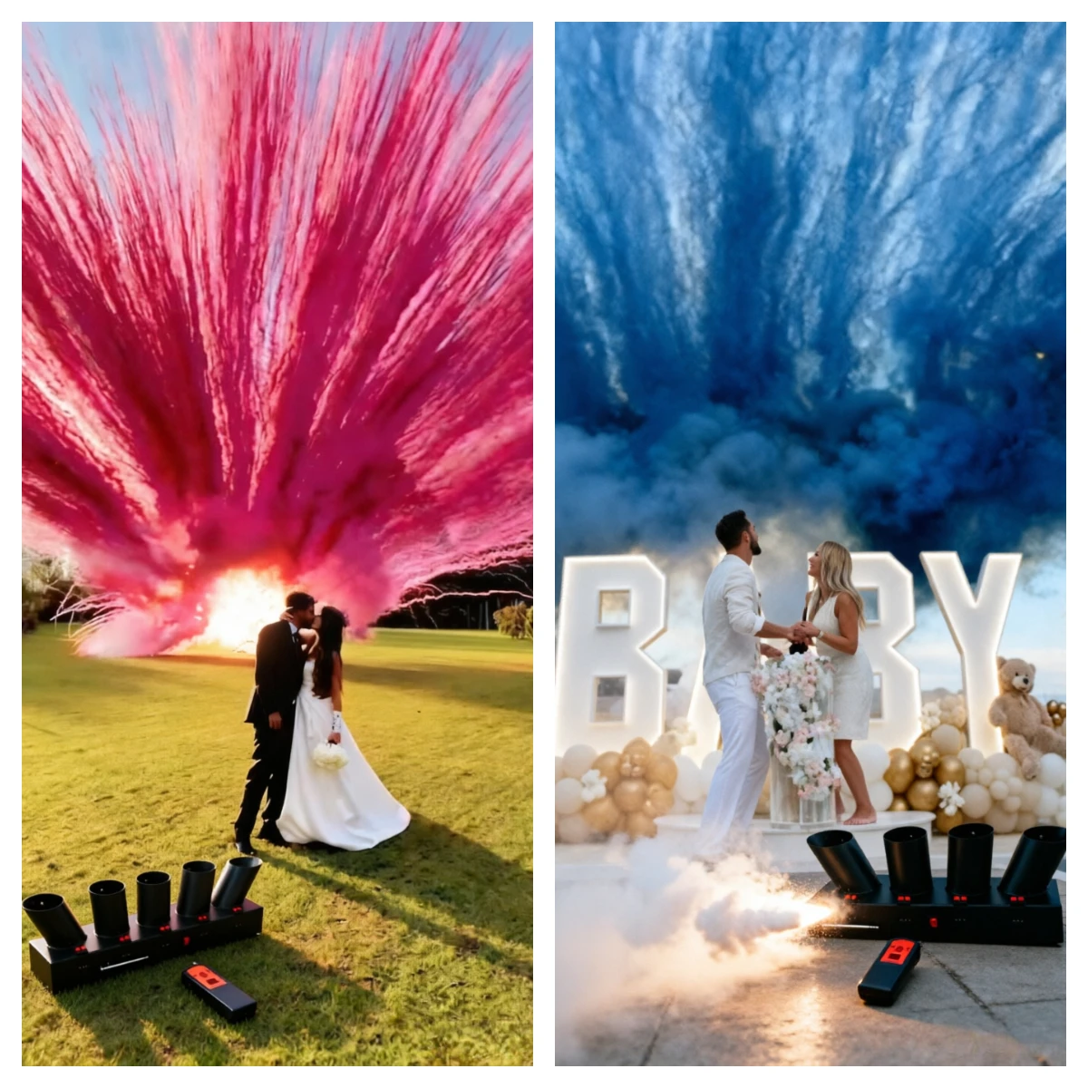Customised Cold Fountain Ignition Fan-shaped Coloured Smoke Fire works Pyrotechnic for Wedding Outdoor Celebration Gender Reveal