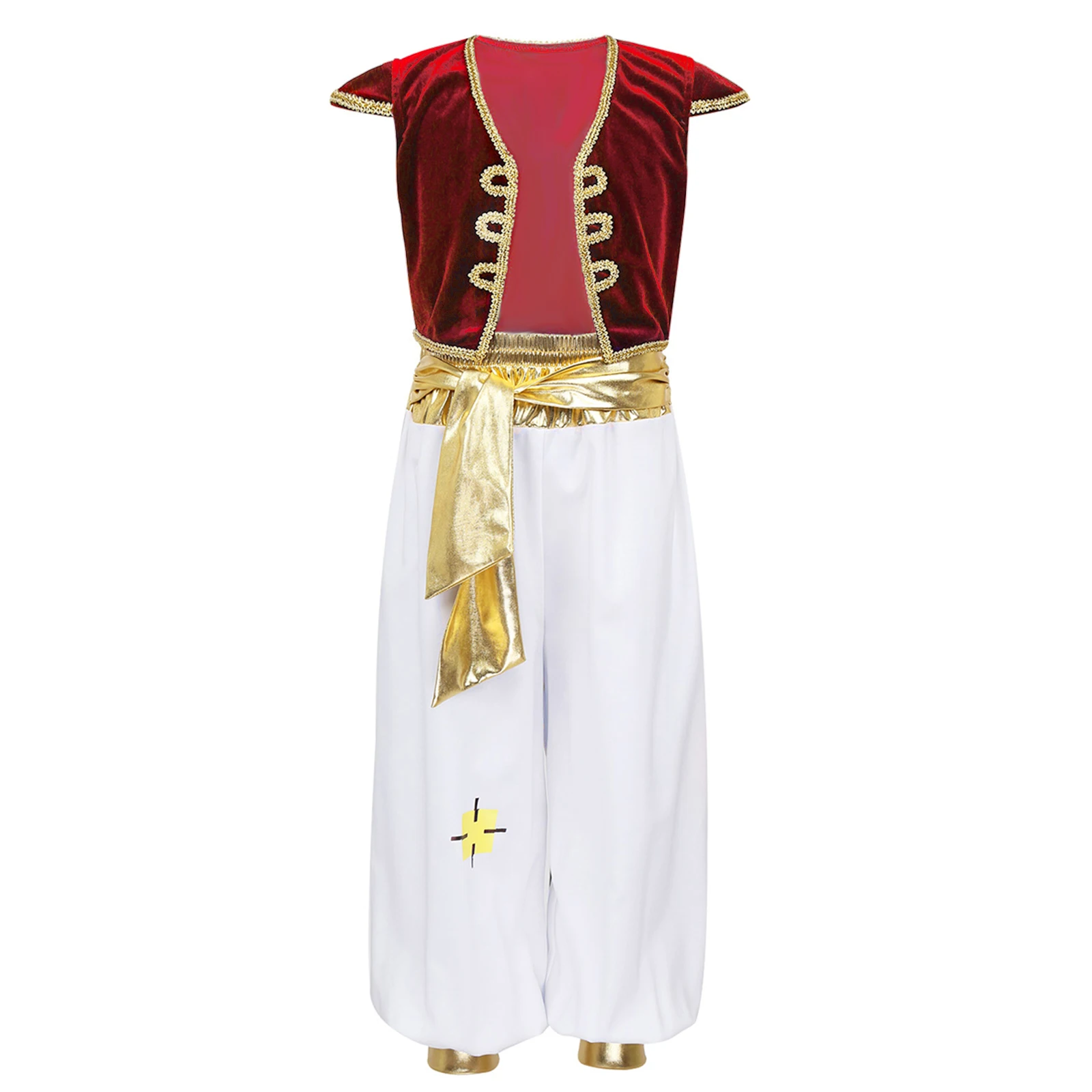 Tenues de prince arabe de paupières pour enfants, mancherons, gilet avec pantalon, costume de cosplay, habillage d'Halloween, fête de carnaval, nickel é, garçons