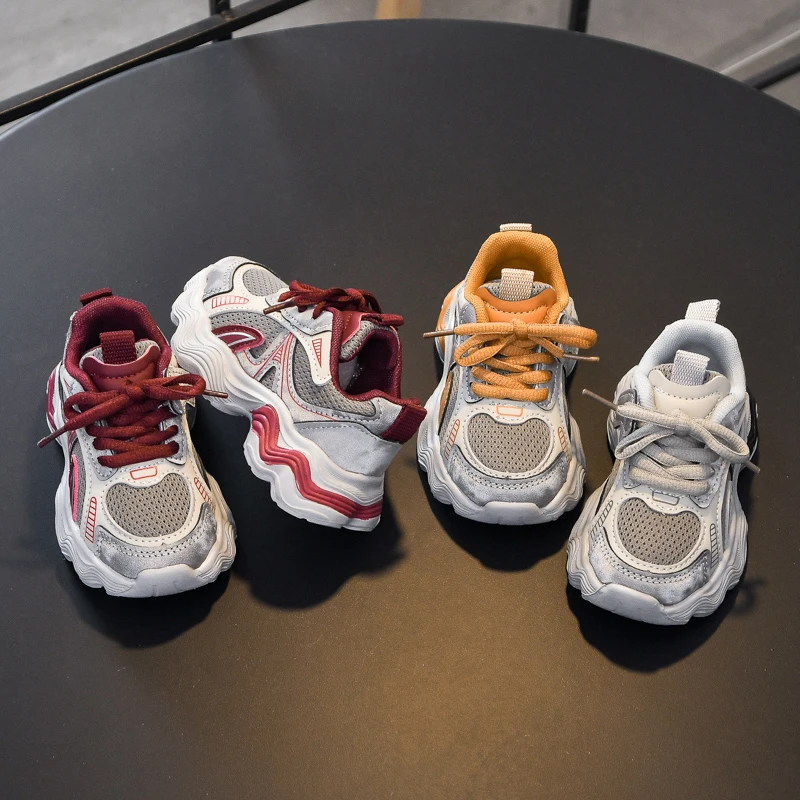 Kinder-Laufschuhe Atmungsaktives Mesh Jungen Mädchen Sneakers Dicke Weiche Sohle 2026 Neue Mode Kinder-Sportschuhe Rutschfest mit Klettverschluss – Detail 3