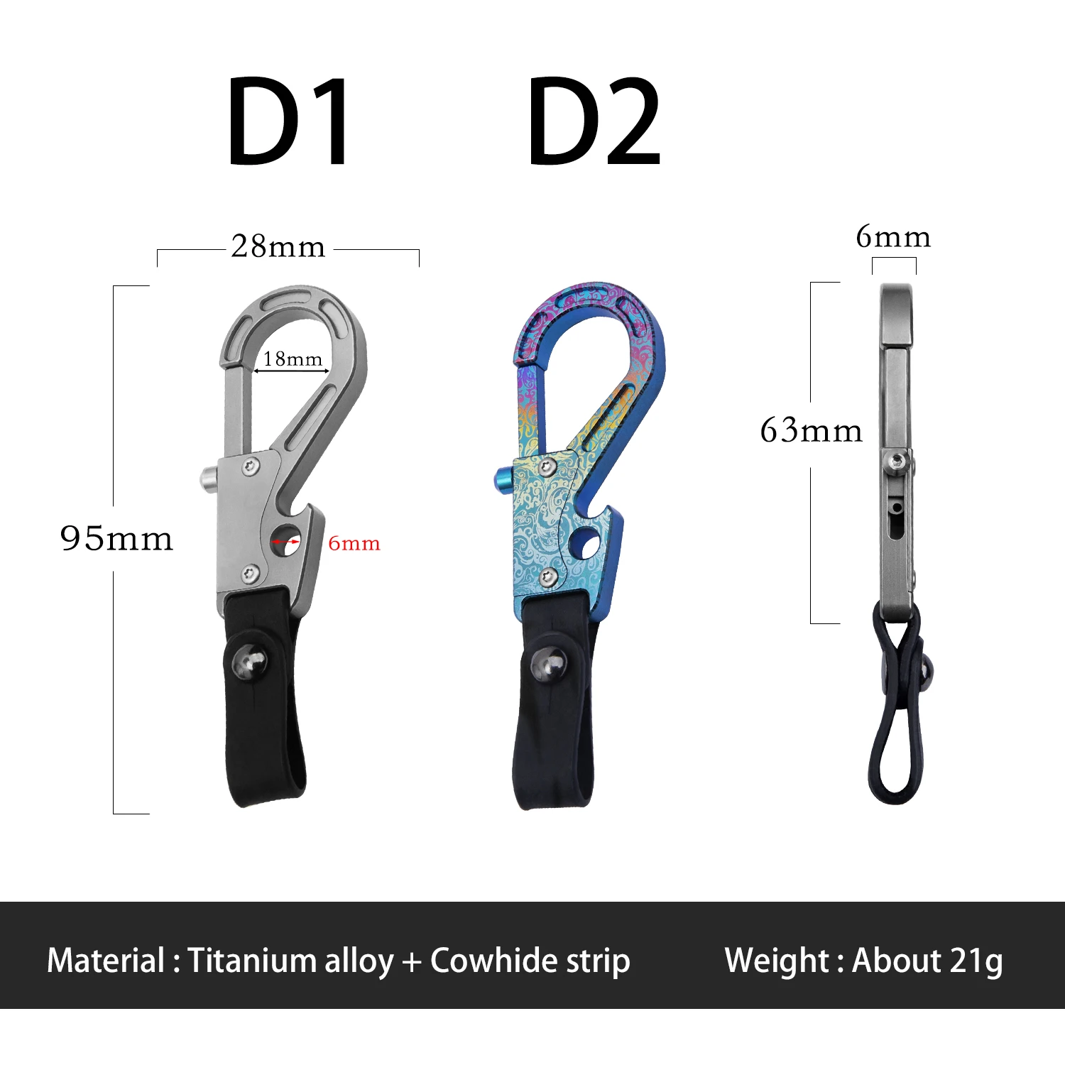 Titanium Alloy Car Keychain Outdoor Portable EDC Tool Solid Durable High Quality Exquisite Gift Silvery Multicolor