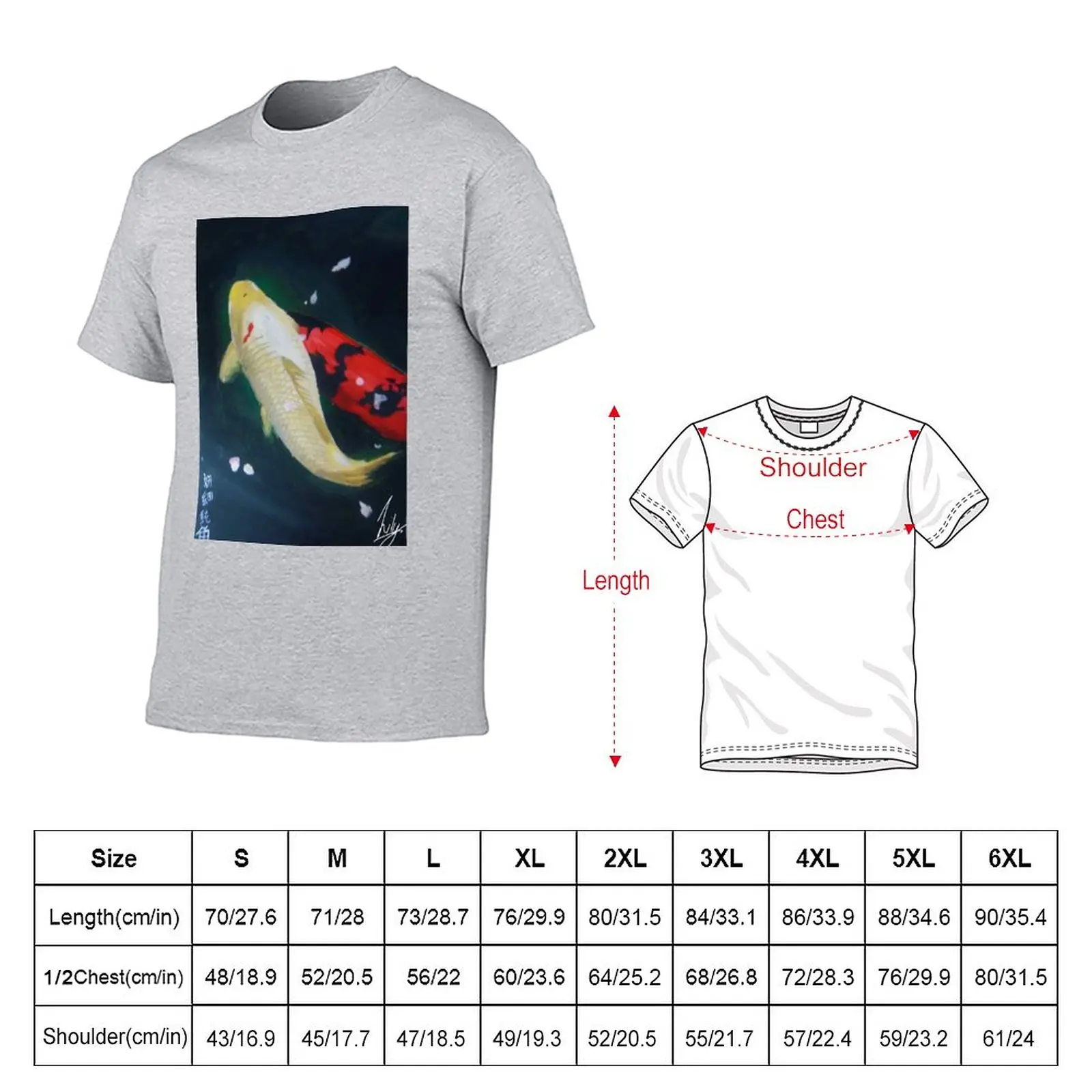 Koi Fish Painting Japanese Style Blossom Petals T-Shirt Anime t-shirt mens clothes