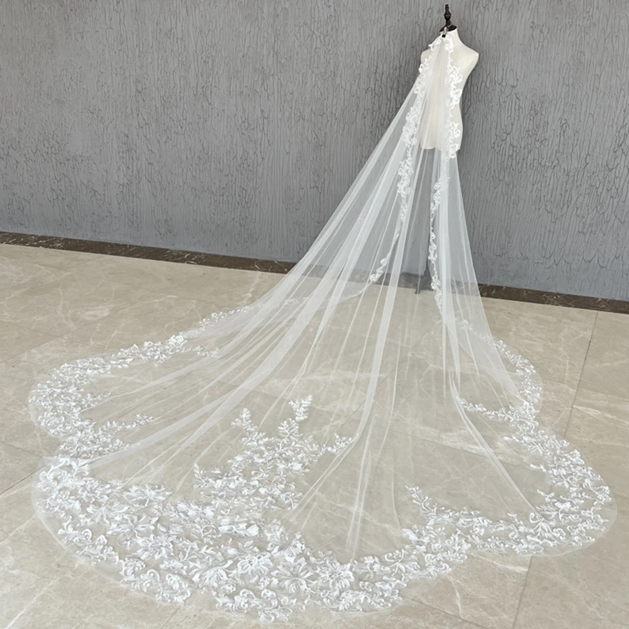 

New Arrival White Ivory Sexy Wedding veils Lace Appliques Bride Bridal Veil vestidos de novia wedding accessories Boda Veil